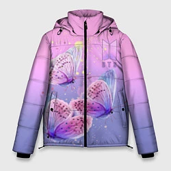 Куртка зимняя мужская BTS красивые бабочки, цвет: 3D-красный
