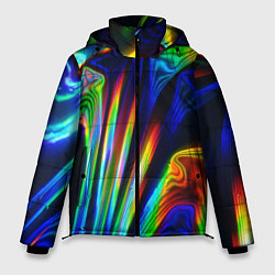 Куртка зимняя мужская Волнообразные абстрактные линии, цвет: 3D-светло-серый