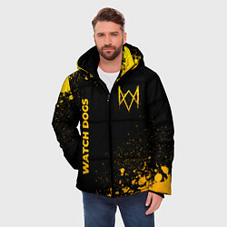 Куртка зимняя мужская Watch Dogs - gold gradient: надпись, символ, цвет: 3D-черный — фото 2