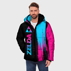 Куртка зимняя мужская Zelda - neon gradient: по-вертикали, цвет: 3D-черный — фото 2