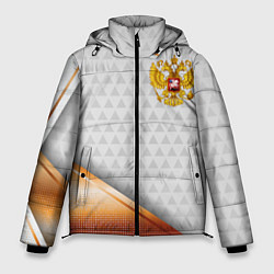 Куртка зимняя мужская Герб РФ с золотой вставкой, цвет: 3D-черный
