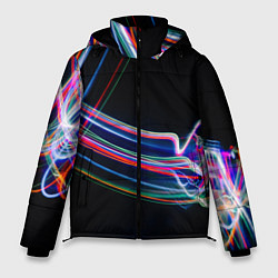 Куртка зимняя мужская Неоновые линии во тьме, цвет: 3D-черный