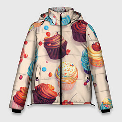 Куртка зимняя мужская Капкейки на разный вкус, цвет: 3D-черный