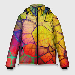 Куртка зимняя мужская Абстрактные цветные фигуры, цвет: 3D-красный