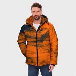 Куртка зимняя мужская Абстрактная оранжевая поверхность и чёрные тени, цвет: 3D-красный — фото 2