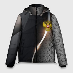 Куртка зимняя мужская Герб РФ киберпанк, цвет: 3D-черный