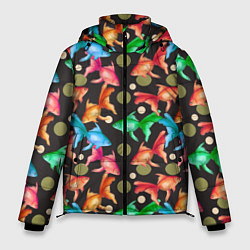 Куртка зимняя мужская Разноцветные рыбы паттерн, цвет: 3D-красный