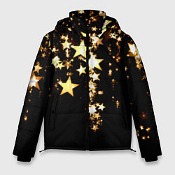 Куртка зимняя мужская Золотые праздничные звезды, цвет: 3D-черный