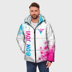 Куртка зимняя мужская Bon Jovi neon gradient style: надпись, символ, цвет: 3D-черный — фото 2