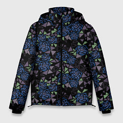 Куртка зимняя мужская Мозаичный геометрический узор Розы, цвет: 3D-черный