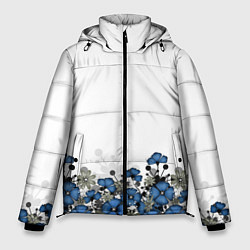 Мужская зимняя куртка Синий цветочный узор -кайма