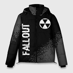 Куртка зимняя мужская Fallout glitch на темном фоне: надпись, символ, цвет: 3D-черный