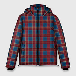 Куртка зимняя мужская Красно синий клетчатый узор Шотландка, цвет: 3D-светло-серый