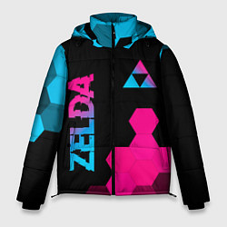Куртка зимняя мужская Zelda - neon gradient: надпись, символ, цвет: 3D-черный