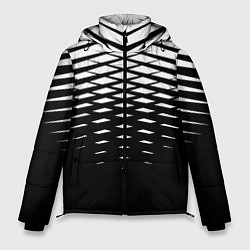 Куртка зимняя мужская Черно-белая симметричная сетка из треугольников, цвет: 3D-светло-серый