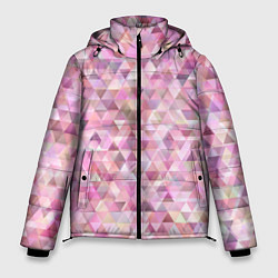 Куртка зимняя мужская Абстрактное множество розовых и фиолетовых треугол, цвет: 3D-светло-серый