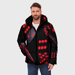 Куртка зимняя мужская Игральные кости на черном фоне, цвет: 3D-красный — фото 2