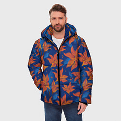 Куртка зимняя мужская Осенние абстрактные цветы, цвет: 3D-красный — фото 2