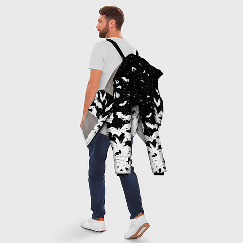 Мужская зимняя куртка Black and white bat pattern / 3D-Светло-серый – фото 5