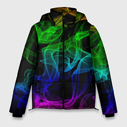 Куртка зимняя мужская Разноцветный неоновый дым, цвет: 3D-черный