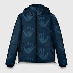 Куртка зимняя мужская Лапки опоссума синие, цвет: 3D-черный