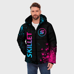 Куртка зимняя мужская Skillet - neon gradient: надпись, символ, цвет: 3D-черный — фото 2