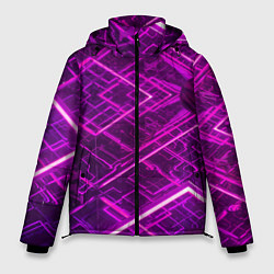 Куртка зимняя мужская Абстрактные геометрические фиолетовые объекты, цвет: 3D-светло-серый