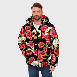 Куртка зимняя мужская Черепа и розы, цвет: 3D-черный — фото 2