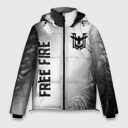 Мужская зимняя куртка Free Fire glitch на светлом фоне: надпись, символ
