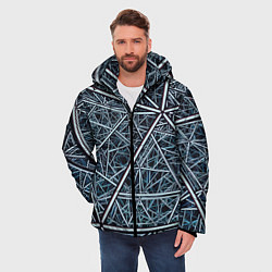 Куртка зимняя мужская Абстрактное множество технологичных связей, цвет: 3D-красный — фото 2