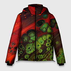 Куртка зимняя мужская Абстрактные красный песок и зелёные камни, цвет: 3D-красный