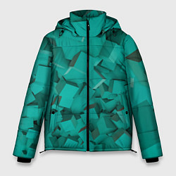 Куртка зимняя мужская Абстрактные сине-зелёные кубы, цвет: 3D-светло-серый
