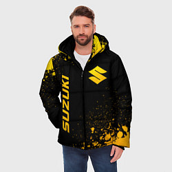 Куртка зимняя мужская Suzuki - gold gradient: надпись, символ, цвет: 3D-черный — фото 2