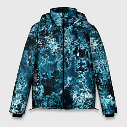 Куртка зимняя мужская Гранж - абстрактные синие разводы, цвет: 3D-светло-серый