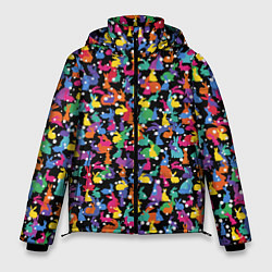 Куртка зимняя мужская Разноцветные кролики, цвет: 3D-черный