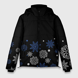 Куртка зимняя мужская Снежинки - Новогодние, цвет: 3D-черный