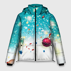 Куртка зимняя мужская Шарики новогодние, цвет: 3D-черный