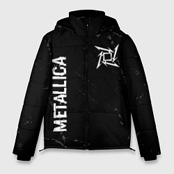 Куртка зимняя мужская Metallica glitch на темном фоне: надпись, символ, цвет: 3D-черный