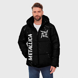 Куртка зимняя мужская Metallica glitch на темном фоне: надпись, символ, цвет: 3D-черный — фото 2