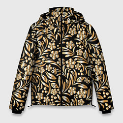 Куртка зимняя мужская Золотые узоры - цветы, цвет: 3D-красный
