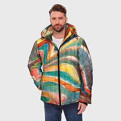 Куртка зимняя мужская Полосатый зигзаг акварель, цвет: 3D-черный — фото 2