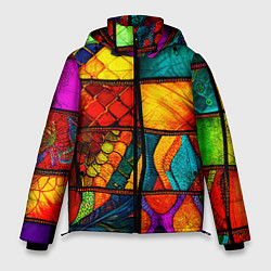 Куртка зимняя мужская Лоскутная мозаика - пэчворк, цвет: 3D-черный