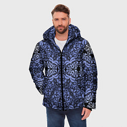 Куртка зимняя мужская Ажурный модный кружевной синий узор, цвет: 3D-светло-серый — фото 2