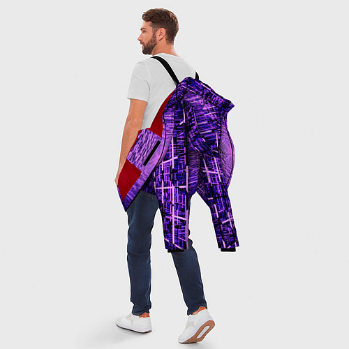 Мужская зимняя куртка Фантастические фиолетовые лучи / 3D-Красный – фото 5