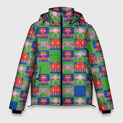 Куртка зимняя мужская Пиксельный рисунок поп арт, цвет: 3D-красный