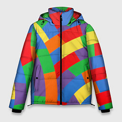 Куртка зимняя мужская Разноцветные текстуры и паттерны, цвет: 3D-красный