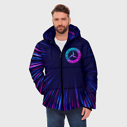 Куртка зимняя мужская Mercedes neon speed lines, цвет: 3D-черный — фото 2