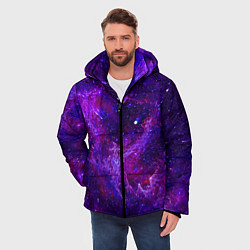 Куртка зимняя мужская Неоновый космос и звезды, цвет: 3D-светло-серый — фото 2