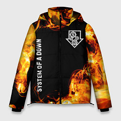 Куртка зимняя мужская System of a Down и пылающий огонь, цвет: 3D-черный