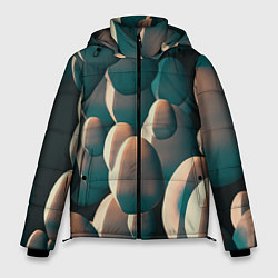 Куртка зимняя мужская Множество абстрактных летающих камней, цвет: 3D-черный